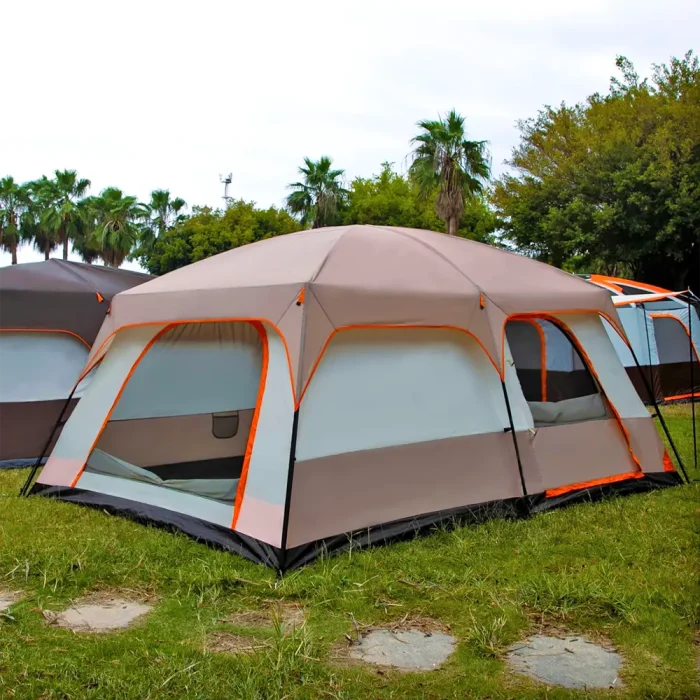 Tobys New 4-6 Person Double Layer Outdoor Camping Tent, A Bedroom And A Living Room, Family Cabin (Khaki)