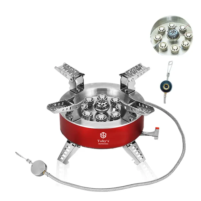 Toby's 23800W Alloy Portable Picnic Camping Stove Windproof Design Gas Cooking Burner with Piezo Ignition and Carrying Case Foldable Stove for Outdoor Backpacking/Hiking/Picnic/Car