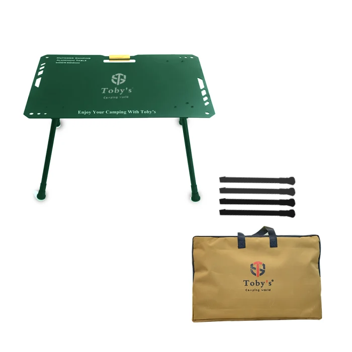 Toby's Lightweight Aluminum Camping Table-04 Your Perfect Companion for Picnics, Barbecues, and Relaxing Outdoor Adventures with Adjustable Height and Easy Portability (Green)