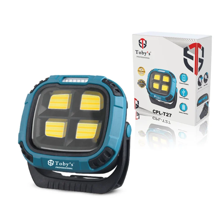 Toby’s CPL-T27 LED Floodlight-5 Light Color with 18 Lighting Modes 4000mAh Battery Emergency Red Flash Strong Illumination for Power Outages Outdoor Car Repair