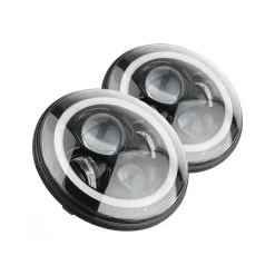 7 Inches 120W Bluetooth RGB LED Headlight High/Low Beam Halo Angel Eyes With DRL, IP67 Waterproof Rating with Aluminum Housing Material