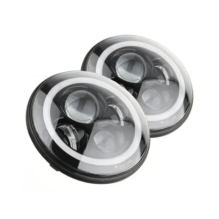 7 Inches 120W Bluetooth RGB LED Headlight High/Low Beam Halo Angel Eyes With DRL, IP67 Waterproof Rating with Aluminum Housing Material