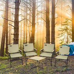 Tobys Set of 4 Folding Chairs With Folding Table - Lightweight Outdoor Camping Chair Table Set With Carry Bag Perfect For Outdoor
