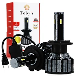 Toby's T4 MAX 60Watts/Pair LED Headlight Bulbs 6500K Super Bright LED Bulb High Low Beam Halogen Replacement LED Headlights Conversion Kit, 2 Pack