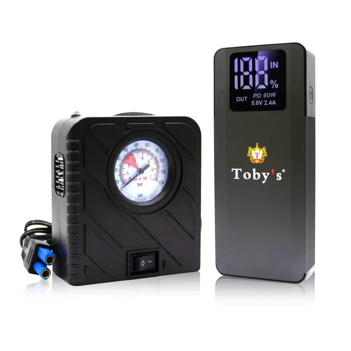 Toby’s X20 Jump Starter 16000mAh Car Jump Starter 12V Battery Booster 1000A Peak Portable Power Bank with LED Flashlight With Tire Inflator