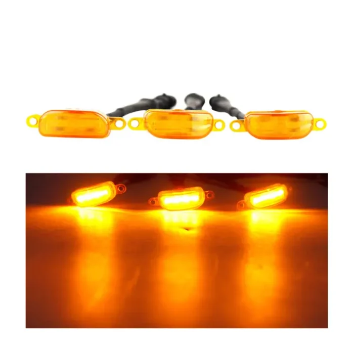 5W 4PCS Grille Daytime Running Light, 12V Driving Fog Lamp Amber Smoked Car Front Kits, 500Lm Lumens, ABS Material with IP67 Waterproof Rating