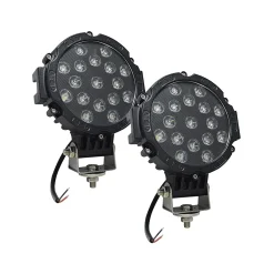 2 Pieces 7 inches R 51W Black, LED Spot Light, Flood Beam LED Work Light Bar for Jeep, Truck, Car ATV SUV 4X4 Truck Driving Lamp, Aluminum Housing Material, and IP67 Waterproof Rating