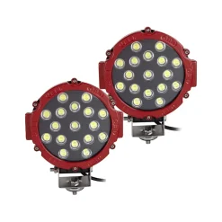 Toby's LED Spot Light, 2 piece 7 inches 51W Red Flood Beam LED Work Light Bar for Jeep, Truck, Car ATV SUV 4X4 Truck Driving Lamp