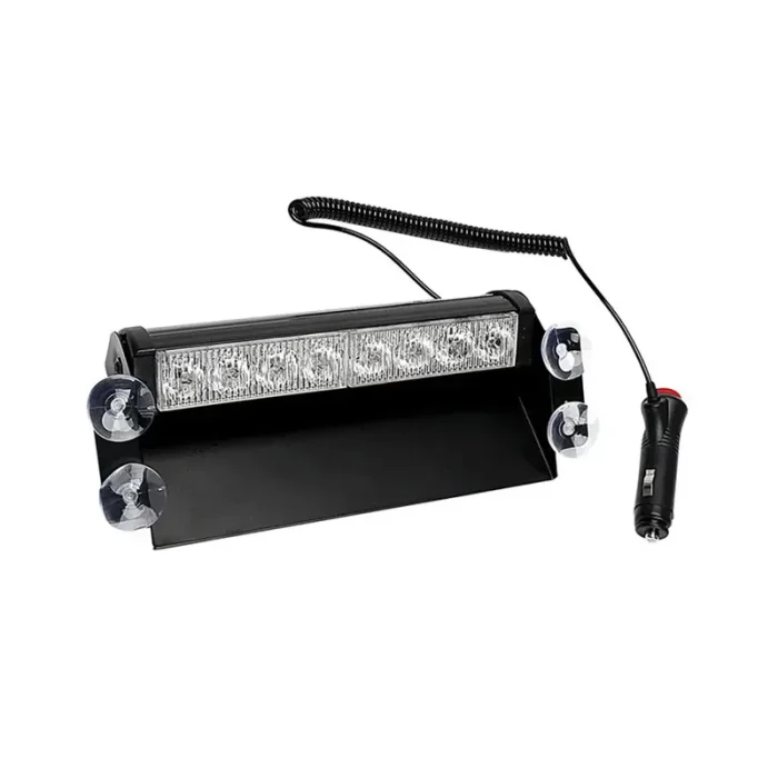 1Pcs 8 LED Car Dashboard Windshield Emergency Warning Flash Police Strobe Light with 12V Cigarette Lighter and Suction Cups