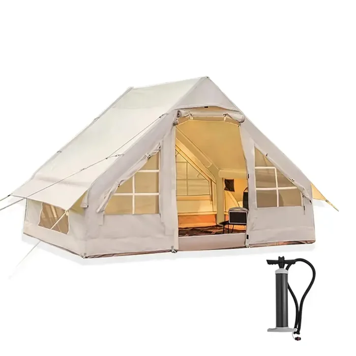 Toby's Inflatable Tent 01 Camping Tent with Pump, 4-6 Person Glamping Tents, Easy Setup 4 Season Waterproof Outdoor Oxford Tent, Luxury Cabin Tent with Mesh Windows Doors