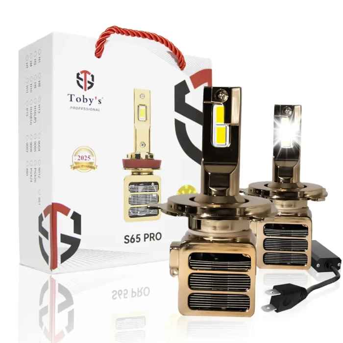Tobys S65 PRO H7 2 Pieces 130W LED Headlight Bulb Assembly 13000 Lumens Xtreme Bright With Color Temperature 6500K
