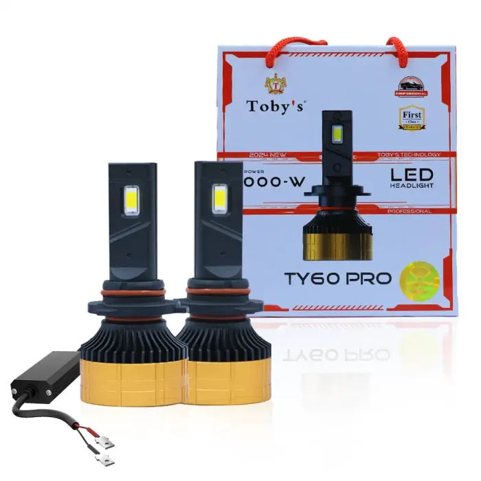Tobys TY60 PRO H1 2 Pieces Car LED Headlight Bulbs tested 60watts Power and 6000 Lumens With Color Temperature 6500K