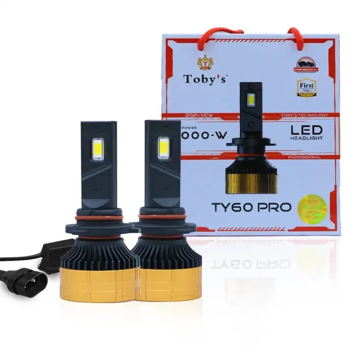 Tobys TY60 PRO 2 Pieces Car LED Headlight Bulbs tested 60watts Power and 6000 Lumens With Color Temperature 6500K