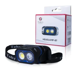 Tobys Headlamp 07 Head-Mounted COB Headlight USB Rechargeable LED Floodlight for Outdoor Camping