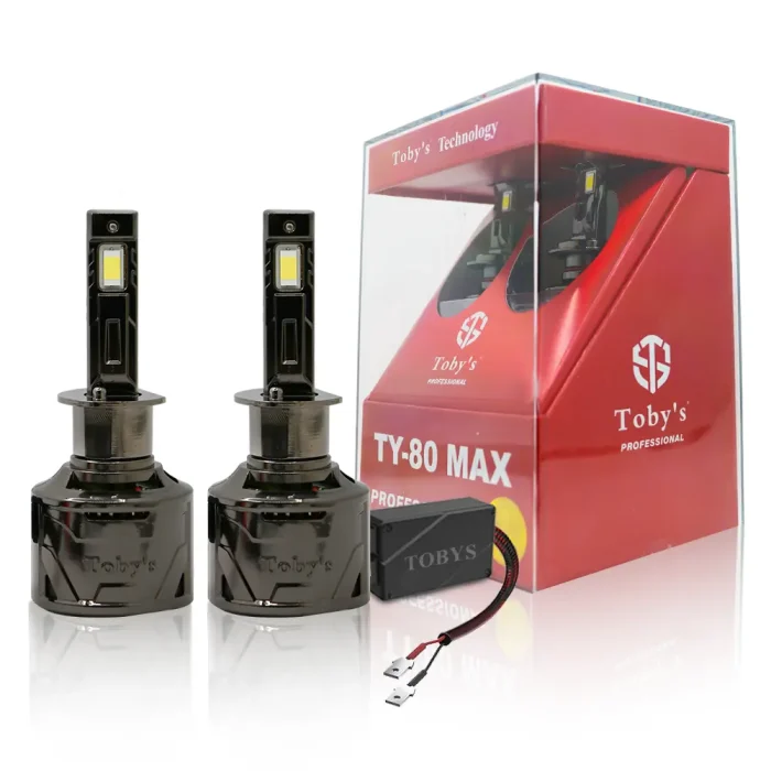 Tobys TY80 MAX H1 2 Pieces Car LED Headlight Bulbs Original 80W Power 8000 Lumens With Color Temperature 6500K