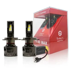 Tobys TY80 MAX H4 2 Pieces Car LED Headlight Bulbs Original 80W Power 8000 Lumens With Color Temperature 6500K