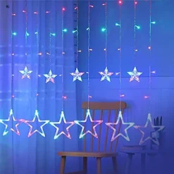 Star Moon String Lights Moon Star Curtain Style Led Decor Light Lights For Home Decoration Twinkle Fairy Light for Backyard Festivals (RGB)