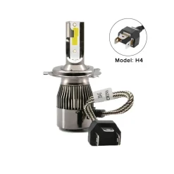 Brighter Whiter Stronger H4 Car LED Headlight 18W/Bulb, EMC intelligent temperature control with COB Light Source Technology