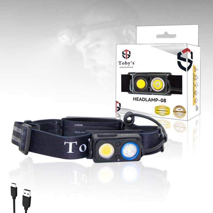 Tobys Headlamp 08 Head-Mounted COB Headlight USB Rechargeable LED Floodlight for Outdoor Camping