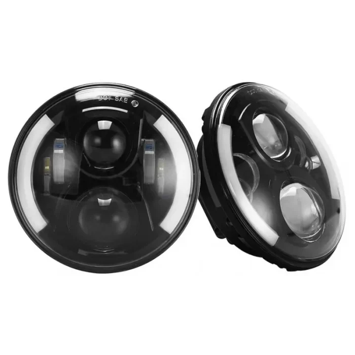 7 Inch Jeep LED Headlight 60W High/Low Beam Halo Angel Eyes, IP67 Waterproof Rating and Dustproof Design