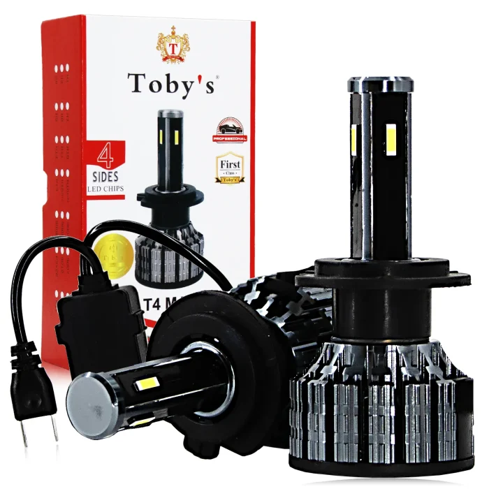 Tobys T4 MAX H7 LED Headlight Bulbs 6500K Super Bright LED Bulb High Low Beam Halogen Replacement LED Headlights Conversion Kit, 2 Pack