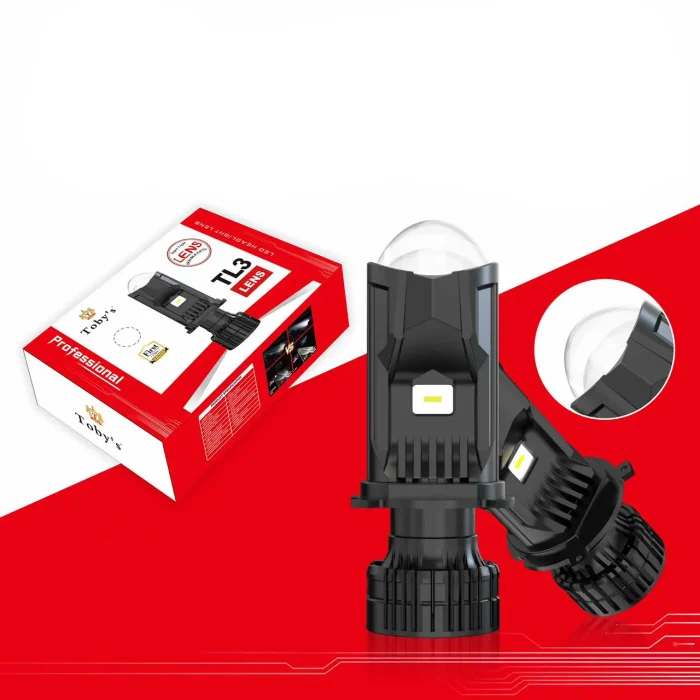 Tobys New TL3 9006 Led Headlight Bulbs with Mini Projector Lens High/Low beam DC12V 6500K white light