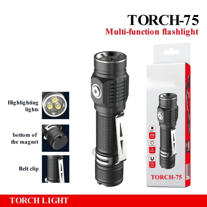 Toby's New Torch with 1000 Lumen Pocket Flashlight for Camping Outdoor Hiking Emergency