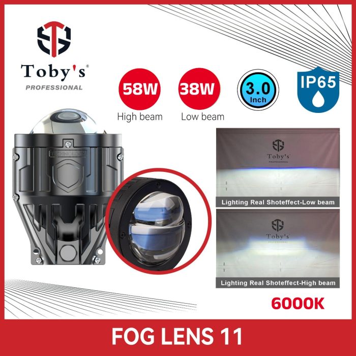 Toby's High Power Fog Lens 11 – 3.0 Inch Bi-LED Projector Headlight with Waterproof IP65 Design