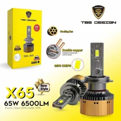 TBS DESIGN X65 2 Pieces H4 130W LED Headlight Bulb Assembly 13000 Lumens Xtreme Bright With Color Temperature 6500K