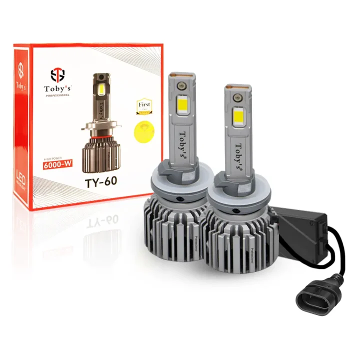 Tobys TY60 2 Pieces Car LED Headlight Bulbs Original 60W Power and 6000 Lumens with Color Temperature 6500K