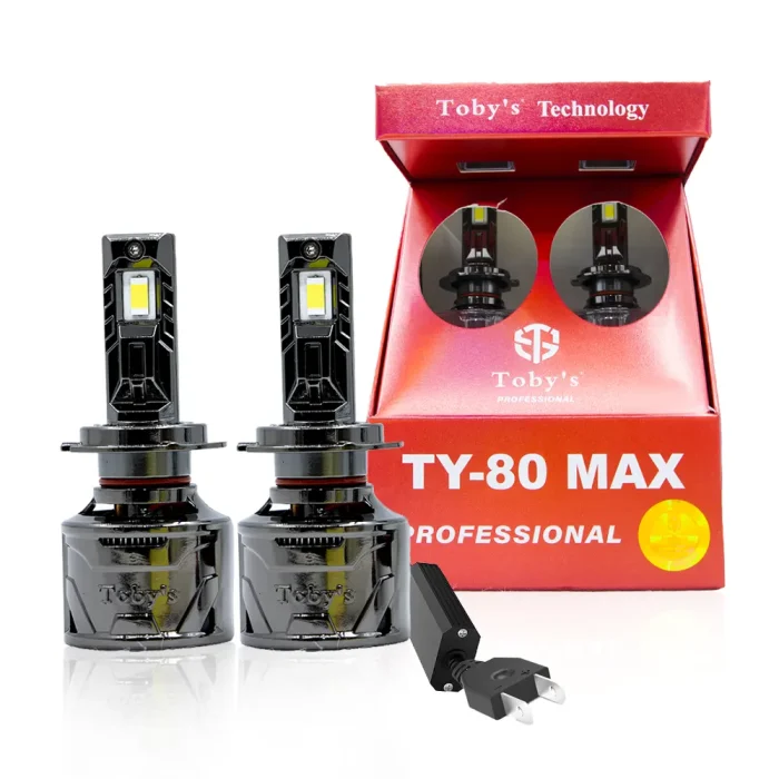 Tobys TY80 MAX 2 Pieces Car LED Headlight Bulbs Original 80W Power 8000 Lumens With Color Temperature 6500K
