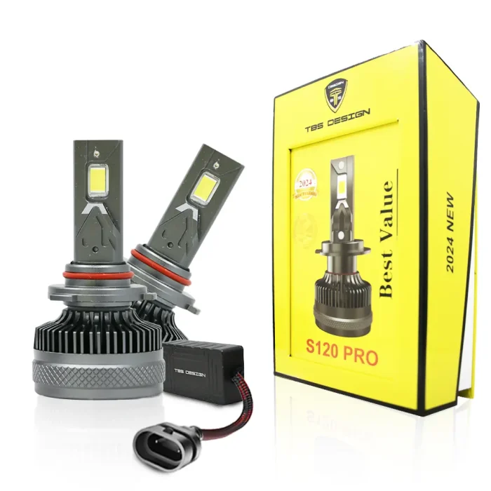 TBS DESIGN New S120 PRO 2024 Upgraded 9005/HB3 LED Headlight Bulbs,12000LM Super Bright, Headlights Conversion Kit 6500K Xenon White, Halogen Replacement with Fan ,Pack of 2