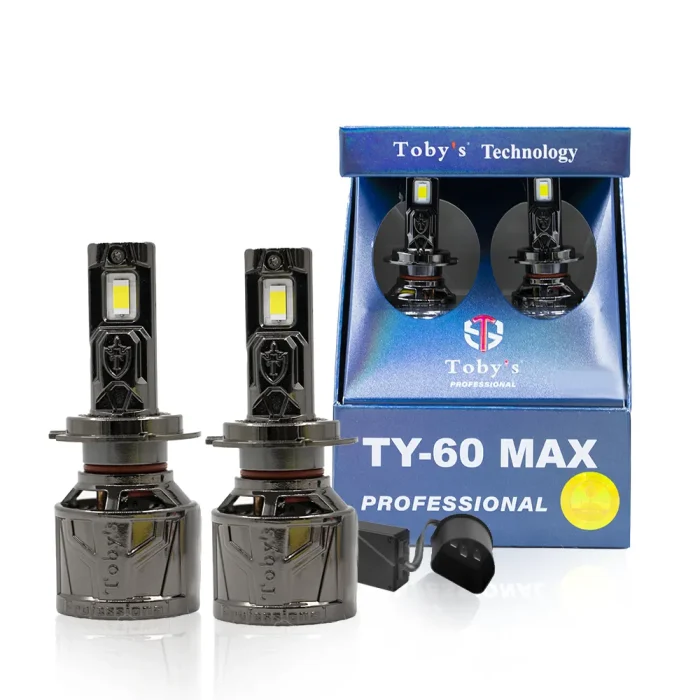 Tobys TY60 MAX 9007 2 Pieces Car LED Headlight Bulbs tested 60watts Power and 6000 Lumens With Color Temperature 6500K