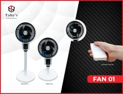 Tobys New Turbine Vertical Pedestal Fan Anti Parabolic Design Air Circulation Fan Remote Control Best For Bedroom Office