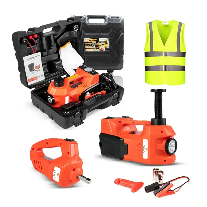 Jack 4 In 1 With LED Electric Hydraulic Car Jack 5 Ton, Built-in Tire Inflatable Pump