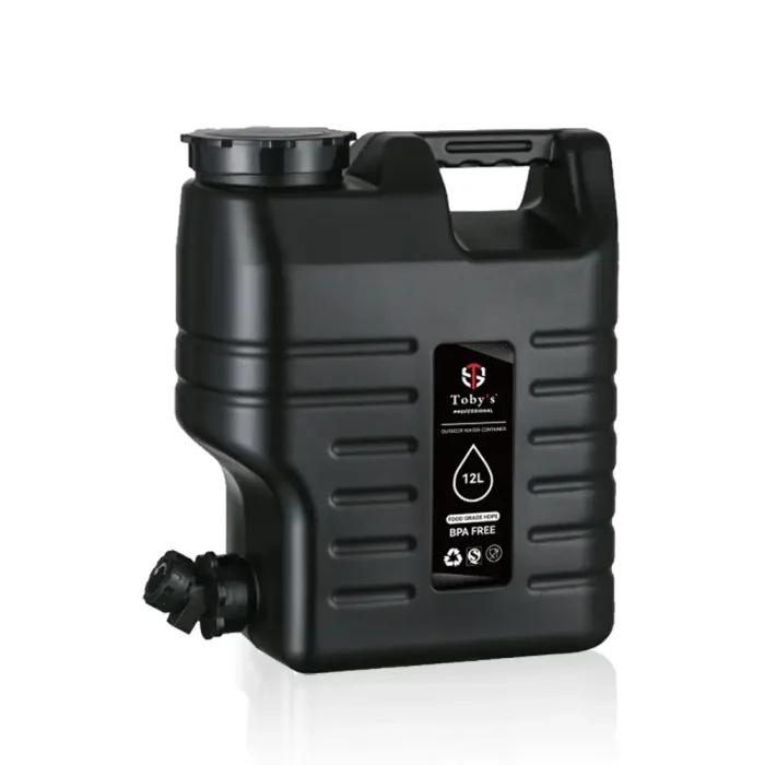 Tobys 12L Water Bucket BPA Free Portable Camping Water Container With Tap Large Capacity Water Storage Bin For Camping, Outdoor Party, Van, RV, Emergency (Color: Black)