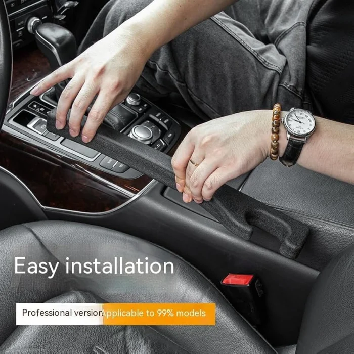 Toby’s Universal Car Seat Gap Filler – 2PCS Black PU Leather Seat Gap Blocker Organizer | Prevents Items Falling Between Seats | Fits Car, SUV, Truck