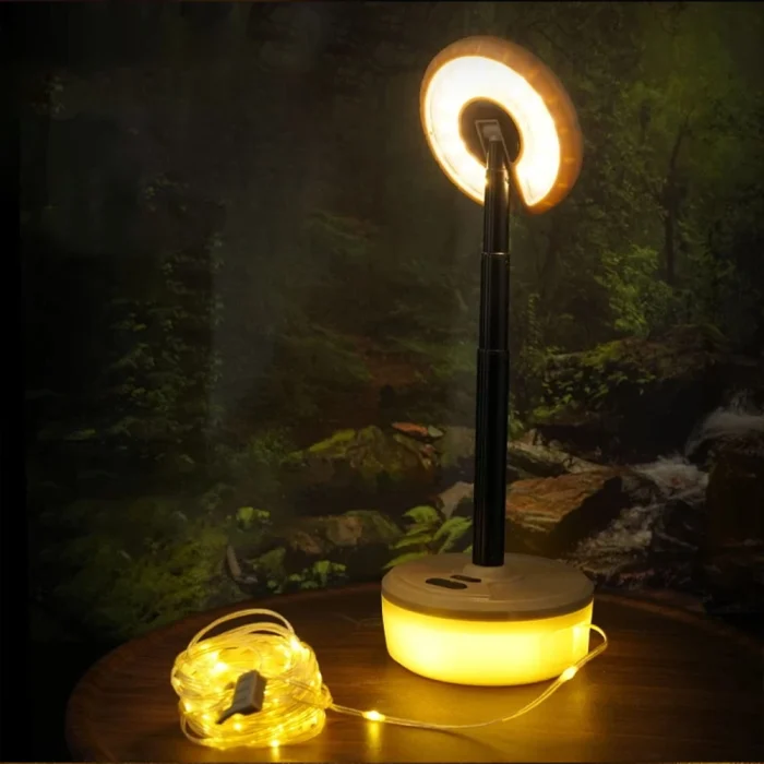 Toby’s CPL-T42 Telescopic Portable LED Camping Light with 10M Waterproof Light Strip – 5-Section Adjustable Height, Magnetic Base, Type-C Rechargeable, 2000mAh Battery for Outdoor Camping & Decoration