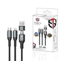 Toby’s Professional CC-06 200W 5A Fast Charging Cable USB A to USB C / Type-C / Lightning 1 Meter High-Speed Nylon Braided Cable
