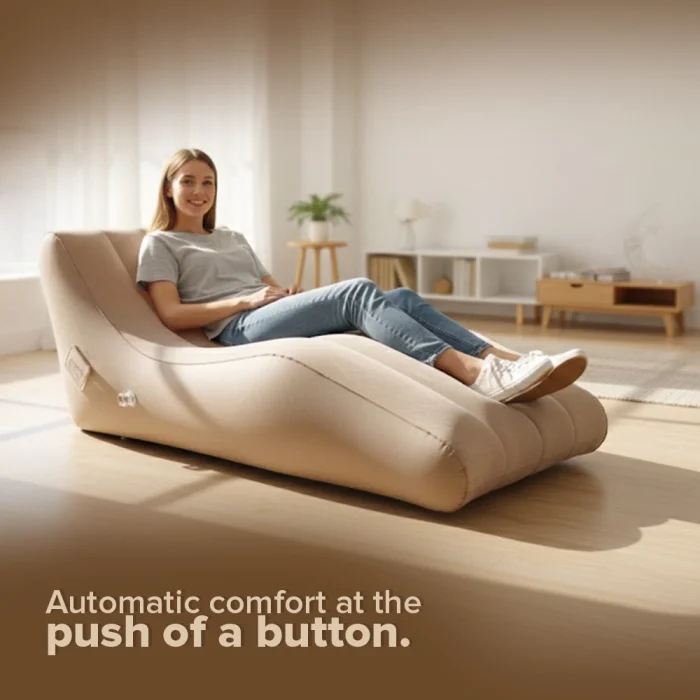 Automatic Inflatable Air Sofa 02 with Rechargeable Pump & LED Light Portable Lounge Chair for Home, Beach & Camping (180×77×65cm)