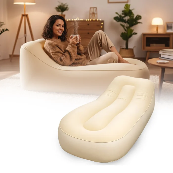 Premium Inflatable Air Sofa 01 with Automatic Pump 3 Minute Quick Inflation, 178×66×55cm, Portable Relaxing Lounger Chair for Home & Outdoor