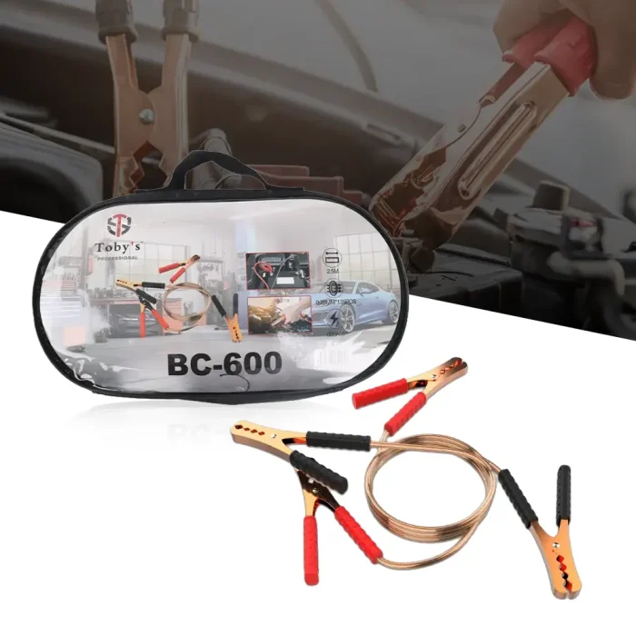 Toby’s BC-600 Heavy Duty Car Booster Jumper Cable 600AMP, 2.5M Length, 0.25mm x 135PCS Copper Wire, Strong Crocodile Clamps with Carry Bag