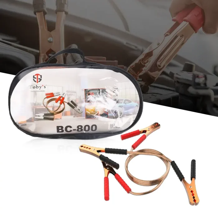 Toby’s BC-800 Heavy Duty Car Booster Jumper Cable 800AMP, 2.5M Length, 0.3mm × 170PCS Copper Wire, Strong Crocodile Clamps with Storage Bag