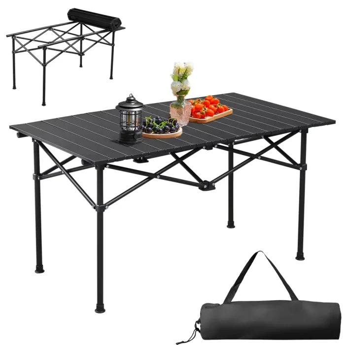 Toby's Portable Folding Camping Table-02 Lightweight Aluminum Outdoor Picnic Table with Carry Bag, Compact Foldable Design for Camping, BBQ, Travel & Outdoor Activities