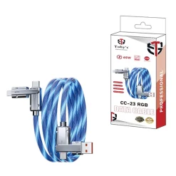 Toby’s CC-23 RGB 65W Fast Charging Data Cable, 4-in-1 Multi Connector LED Cable, Type-C / Lightning / USB, 480Mbps Data Transfer